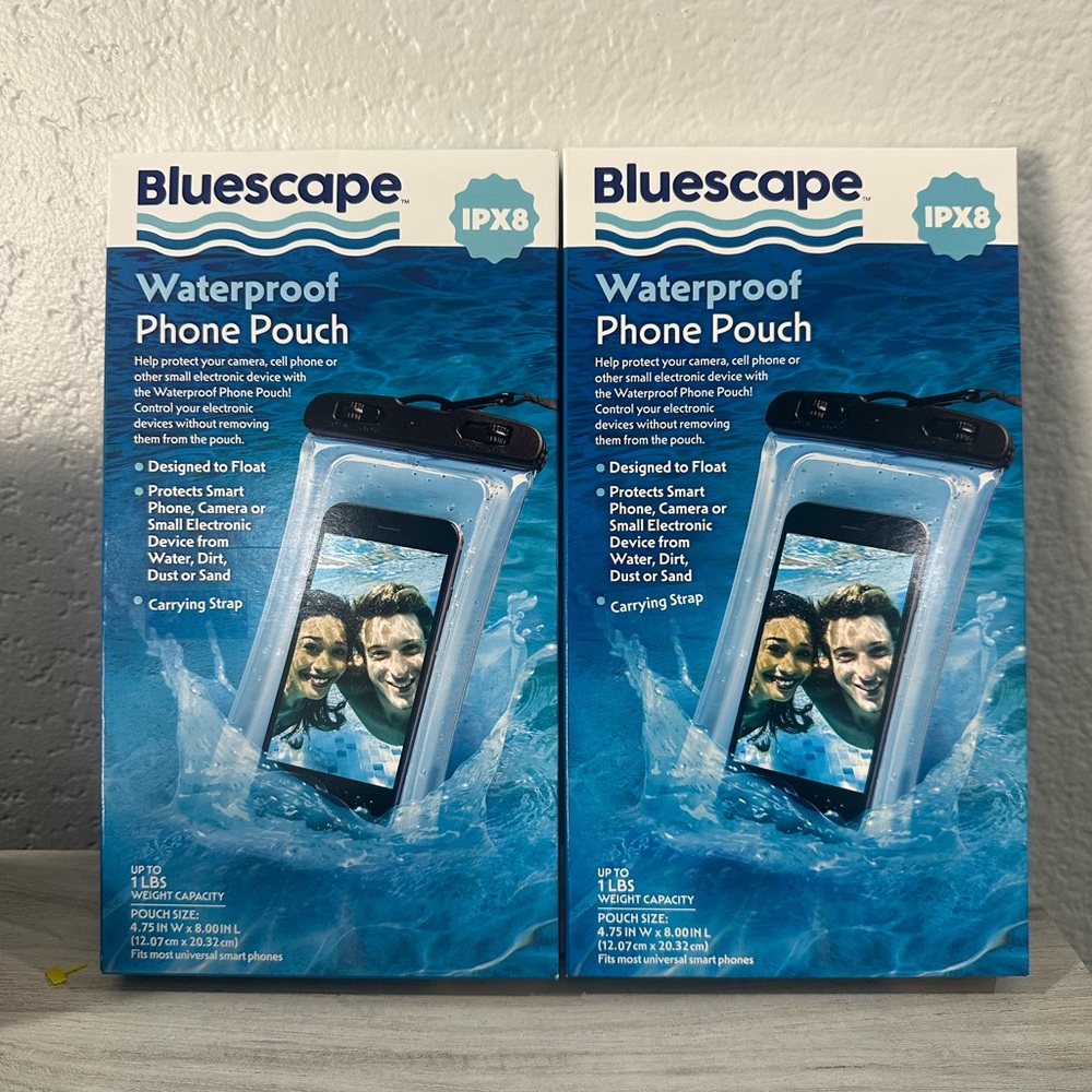 Bluescape Waterproof Phone Pouch, Universal IPX8 Dry Bag Case / Lanyard lot of 2